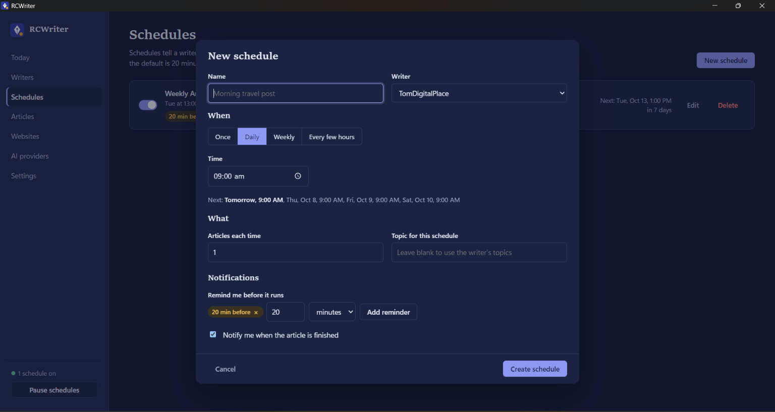 RCWriter preview